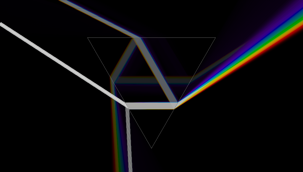 Ray Sweep: white light refacted, according to wavelengths showing a rainbow pattern.